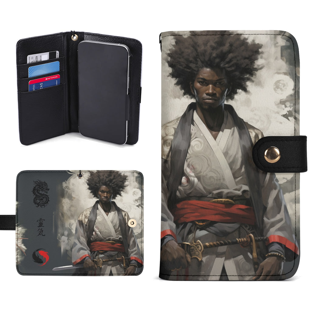 Black Samurai Warrior - Leather Phone Case