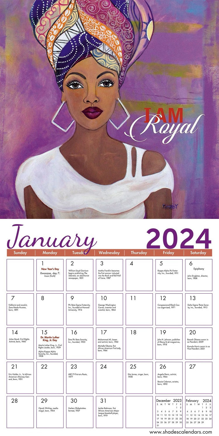 I Am 2024 African American wall calendar It's A Black