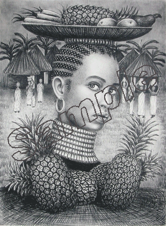 The Pineapple Lady - 17x23 - limited edition print - Albert Mukasa Wilson